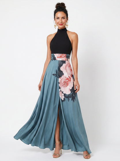 Olympas | Vestido Maxi Floral con Escote Halter
