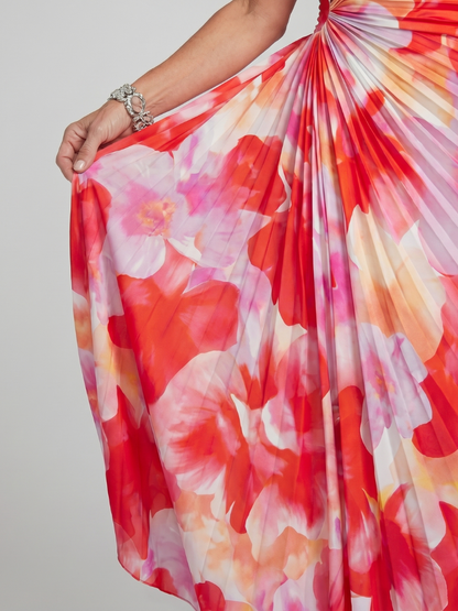 Taya | Vestido Midi de Un Hombro con Cuerpo Plisado