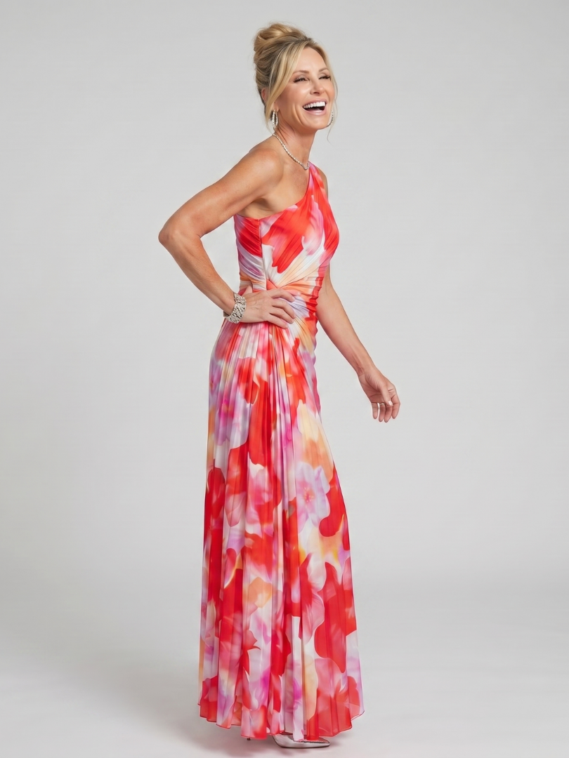 Taya | Vestido Midi de Un Hombro con Pliegues