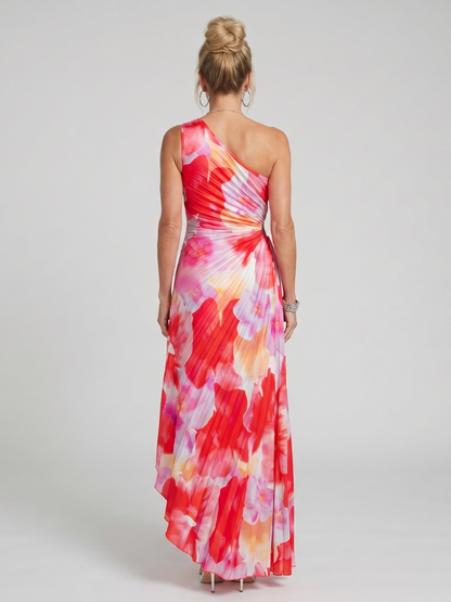 Taya | Vestido Midi de Un Hombro con Pliegues