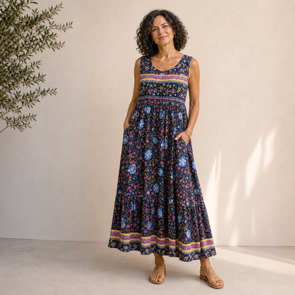Alba | Vestido midi bohemio fluido