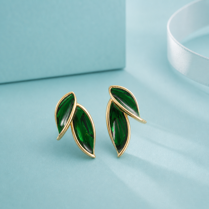 Serafina | Pendientes Hoja de Brillo Suave
