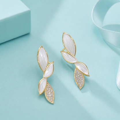 Serafina | Pendientes Hoja de Brillo Suave