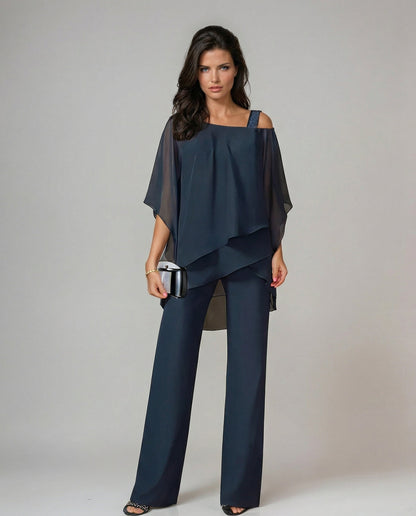 Loretta | Conjunto de algodón y lino con top de mangas murciélago y pantalón ancho